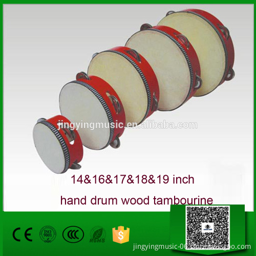 Factory direct sale high quality red musical toys hand drum wood tambourine